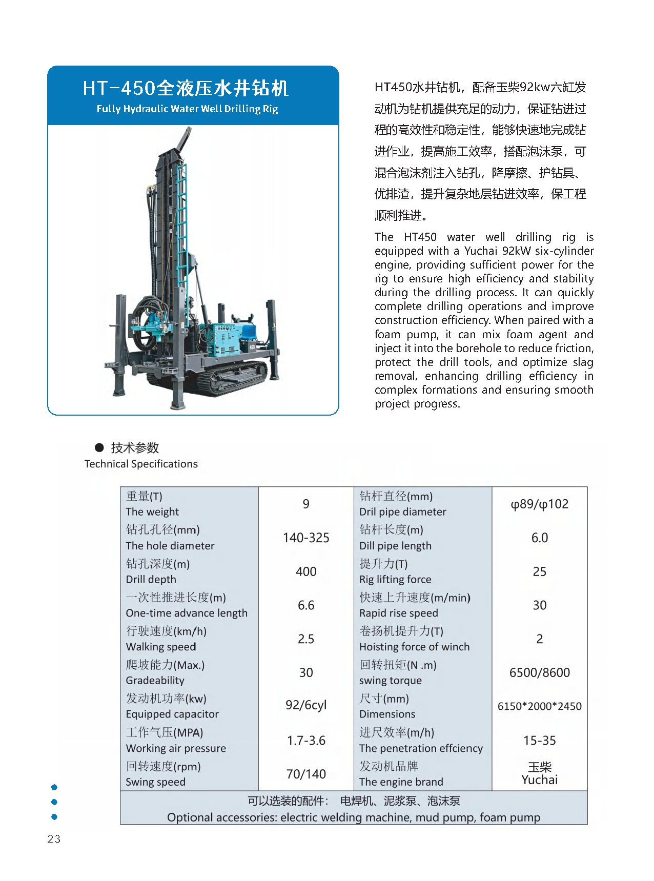 Rig Pengeboran Sumur Air Hidrolik Penuh Runquan HT-450