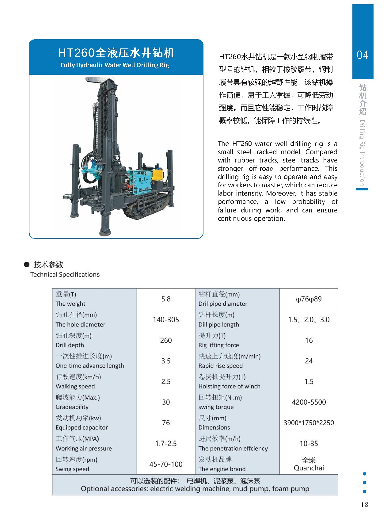 Rig Pengeboran Sumur Air Hidrolik Penuh Runquan HT-260