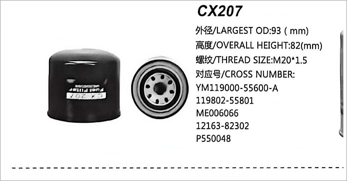 Filter Bahan Bakar CX207 untuk Excavator Komatsu PC50-7 PC55MR-2