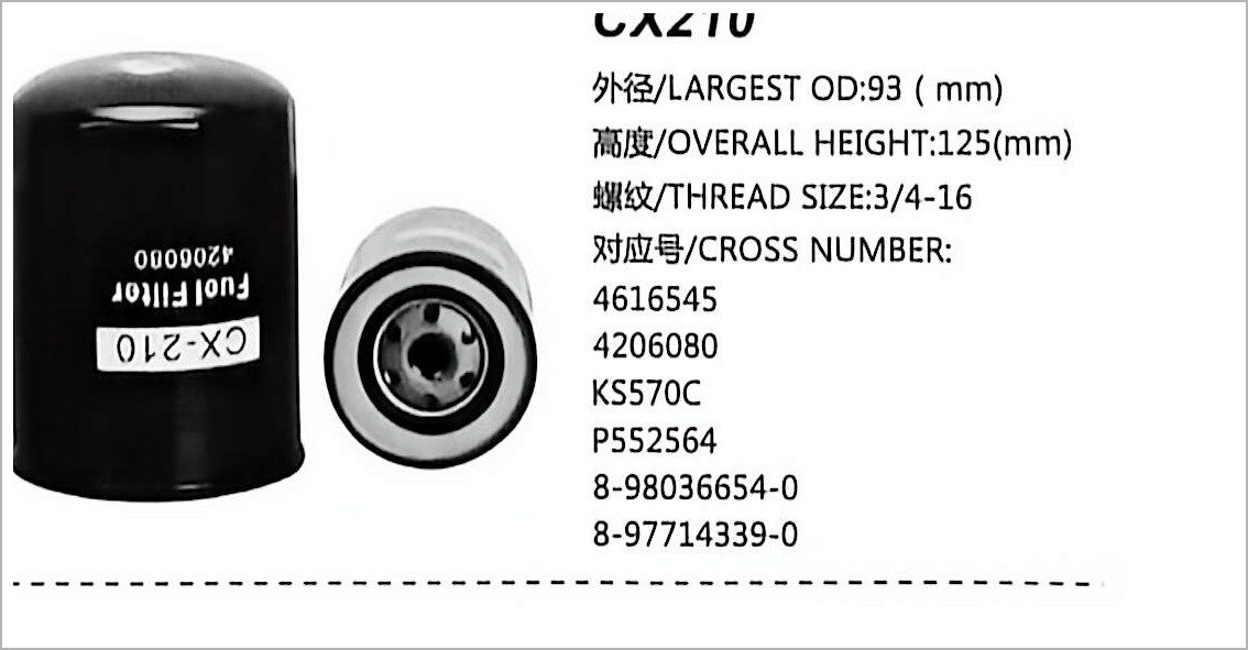 Fuel Filter CX210 for Hitachi EX100W EX200-2 EX200-3 Excavator