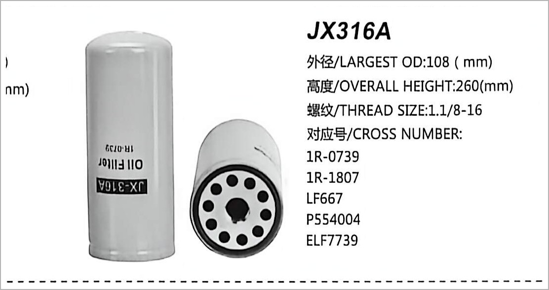 Накручуваний фільтр оливи JX316A